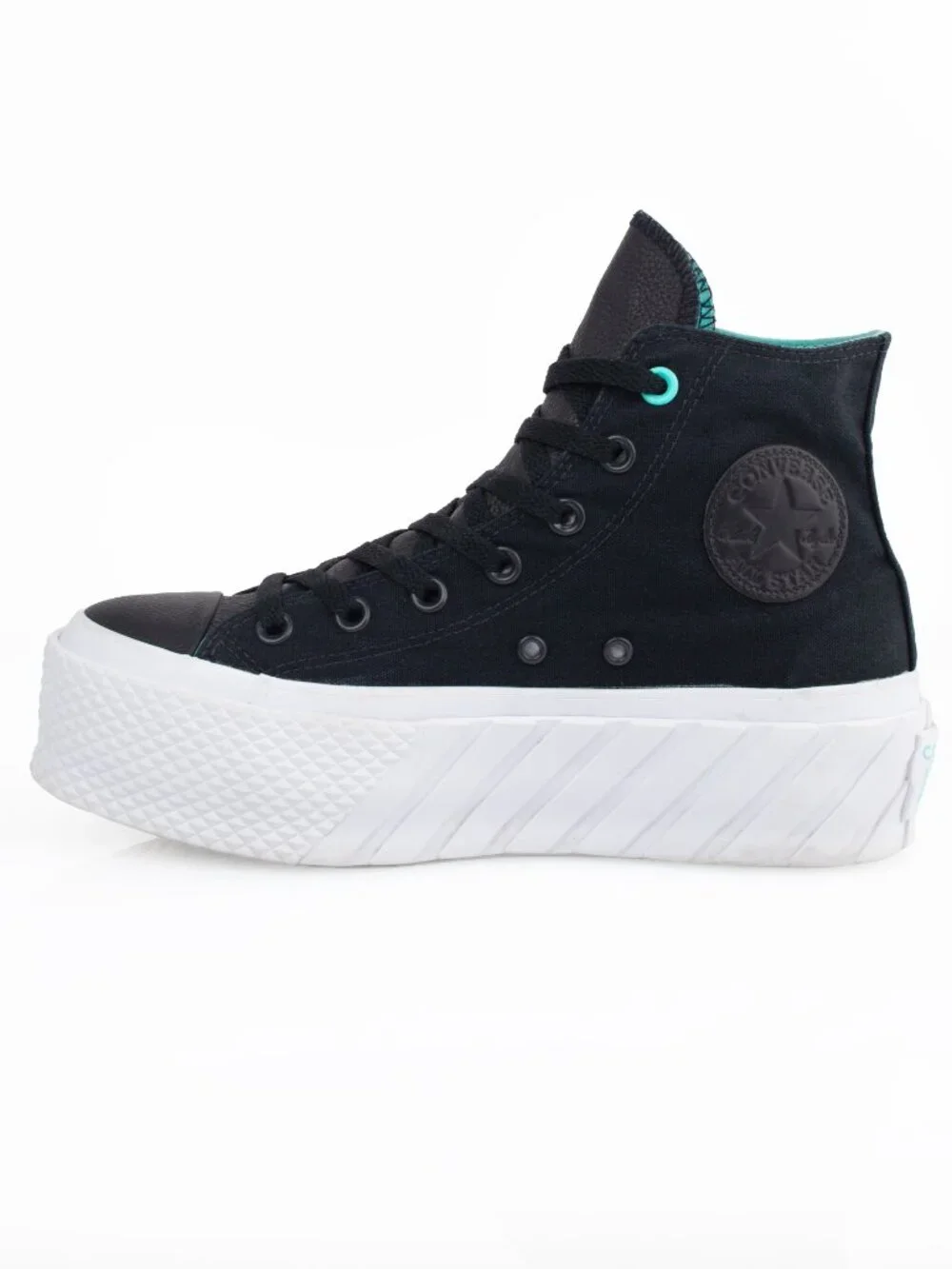 Converse All Star Lift 2X Surface Fusion Black Aqua Platform High Tops Sz 8